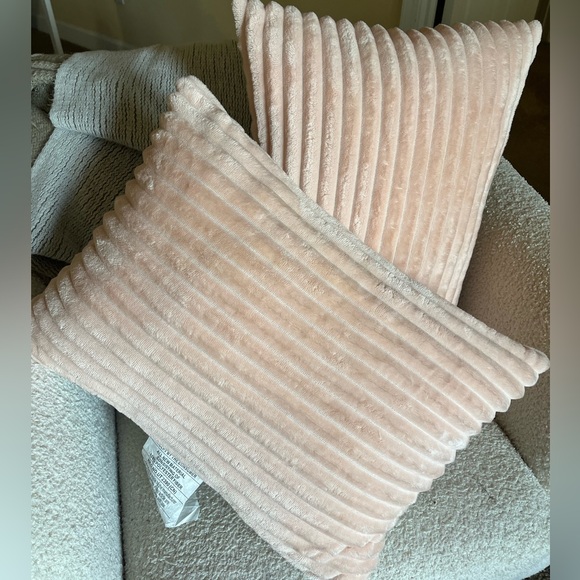 SOLD!!!      Set of Two Peach Blush oblong decorative pillows - Picture 1 of 3